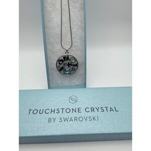 Touchstone Crystal by Swarovski Montage Pendant Necklace Silver Tone